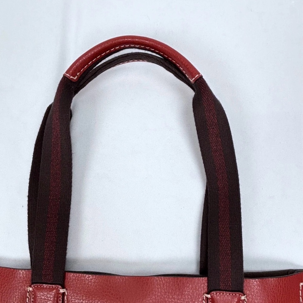 Coach Pebbled Leather Derby Tote Shoulder Bag Red - Picture 5 of 7